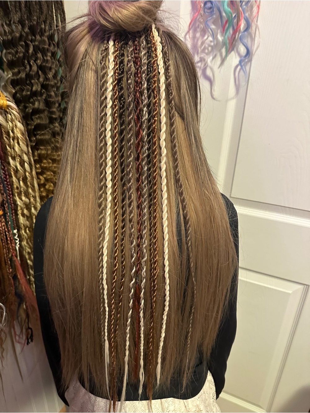 Blended Blonde & Brown Twisted Hair Extensions with Cream Accents